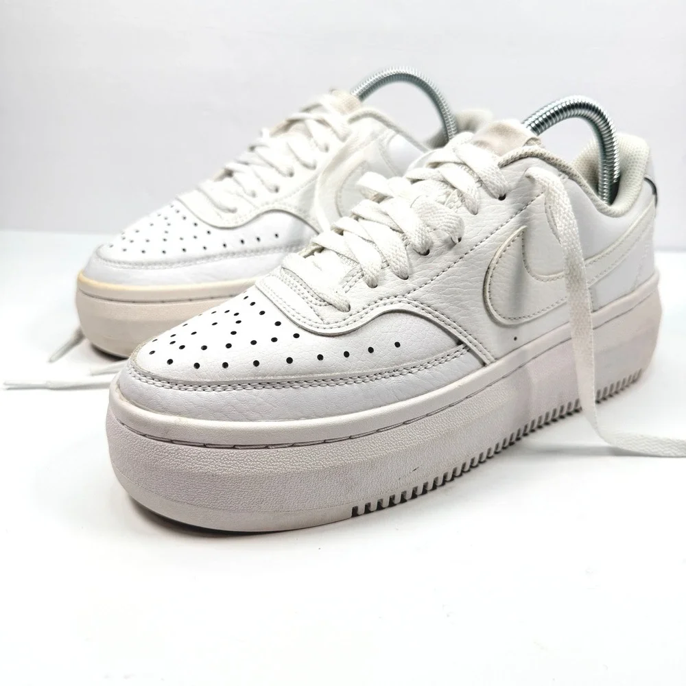 Nike Women 9 Court Vision Alta Platform Sneakers White DM0113-100 Leather Chunky